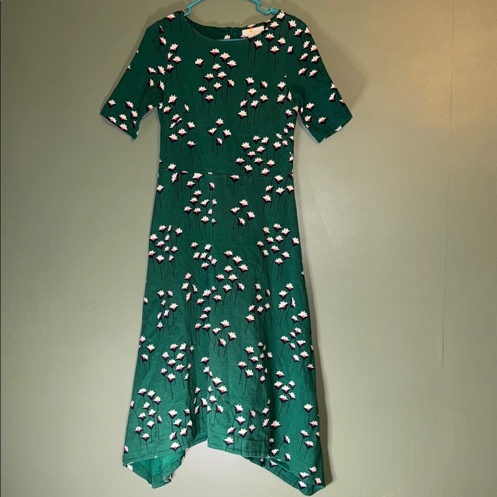 Boden Leonie Ponte floral midi dress in a "Forest Crocus Spray" pattern 8R